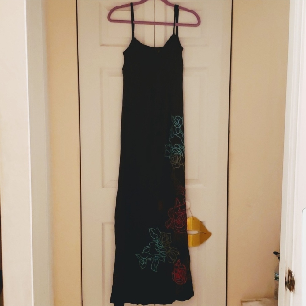Johnny Was Embroidered Black Long Maxi Dress